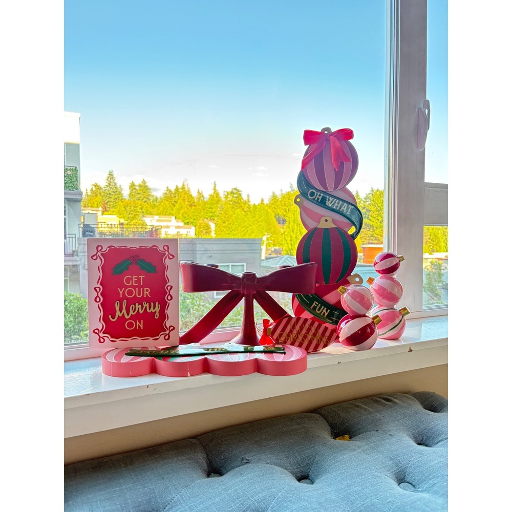 Pink Peppermint Christmas Decor Bundle Coquette Candy Holiday Display